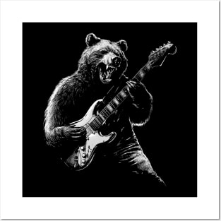 Grizzly Grooves: Bass Master Bear Guitar Player Posters and Art